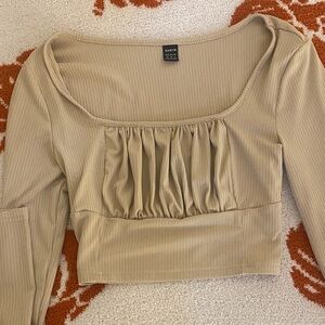 SHEIN Beige Ribbed Blouse